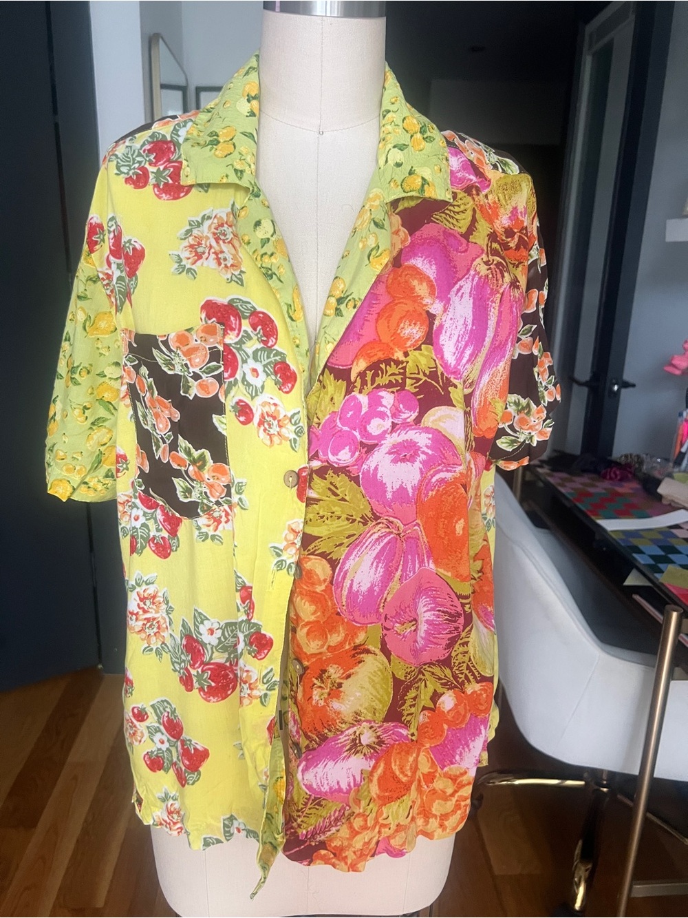 Urban Outfitters Mixed-Print Floral Button-Up Shirt